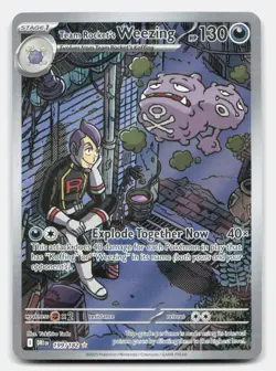 Team Rocket's Weezing 199/182 Illustration Rare Destined Rivals Pokemon Holo LP - Image 1