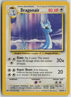 Dragonair 18/102 Rare Base Set Unlimited Pokemon Near Mint - Image 1