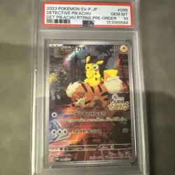 2023 POKEMON JAPANESE SV-P PROMO #098 DETECTIVE PIKACHU PSA 10 - Image 1