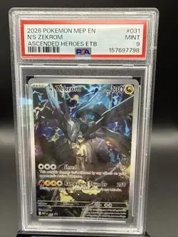 N's Zekrom MEP031 Ascended Heroes ETB Promo Pokemon PSA 9 - Image 1