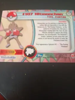 TOPPS Hitmonchan # 107 Pokemon TV Animation Series 2 - RAINBOW FOIL HOLO - Image 2
