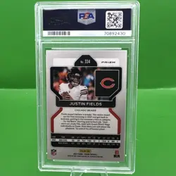 Panini 2021 Prizm Justin Fields Rookie Red Ice Prizm #334 Chicago Bears PSA 10 - Image 2