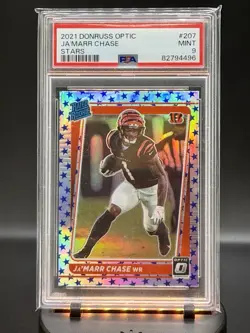 2021 Panini Donruss Optic Rated Rookie Ja'Marr Chase #207 Stars Prizm (RC) PSA - Image 1