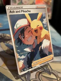 Custom Pokemon Ash Kechum Anima Waifu Doujin ACG DIY Trainer Full Art Card NEW - Image 2