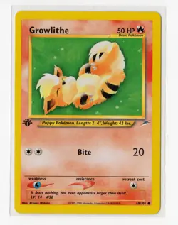 Pokemon Growlithe Common 1st Neo Destiny 068/105 NM WOTC Vintage - Image 1