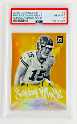 2025 Donruss Optic Patrick Mahomes II Sunday Kings Gold /10 PSA 10 Chiefs SSP - Image 1