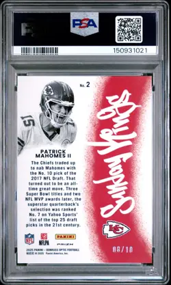 2025 Donruss Optic Patrick Mahomes II Sunday Kings Gold /10 PSA 10 Chiefs SSP - Image 5