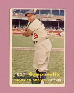 1957 Topps #210 Roy Campanella Brooklyn Dodgers Baseball Card Low Grade - Image 1