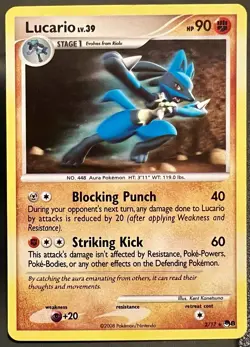 Lucario 2/17 - Cosmos Holo Rare - POP Series 8 - LP - Rescued Pokemon Card - Image 1