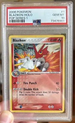 2006 POKEMON POP SER 1 #1 BLAZIKEN-HOLO PSA 10 Low POP 12 - Image 1