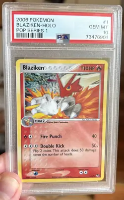 2006 POKEMON POP SER 1 #1 BLAZIKEN-HOLO PSA 10 Low POP 12 - Image 3