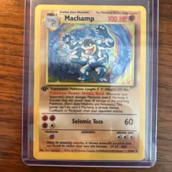 1995 First Edition Pokemon Card Machamp Holo 8/102 Great Condition - Image 1