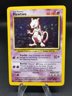 Pokemon TCG Mewtwo 10/102 Base Set Holo Unlimited Rare - HP/Damaged - Image 1