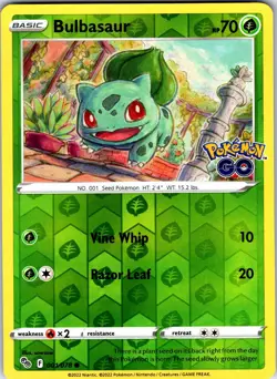 Bulbasaur 001/078 Common Pokemon GO Pokemon Reverse Holo Lightly Played - Image 1