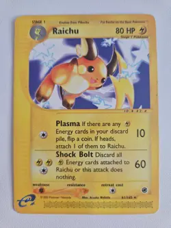 Pokemon TCG Raichu 61/165 Expedition Base Set Reverse Holo Rare 80 HP English - Image 1