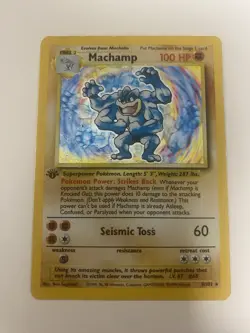 Machamp 8/102 Base Set 1st Edition Holo Rare Pokemon Card 2B - Image 1