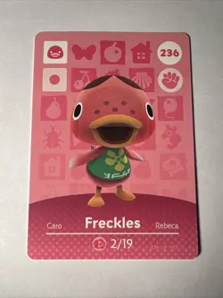 236 Freckles Amiibo Card 236 Series 3 Animal Crossing Nintendo Switch NA Region - Image 1