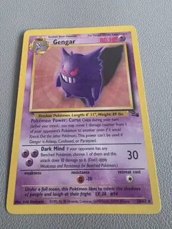 Pokemon Gengar TCG Card 20/62 Fossil Regular Unlimited Rare LP/NM - Image 1