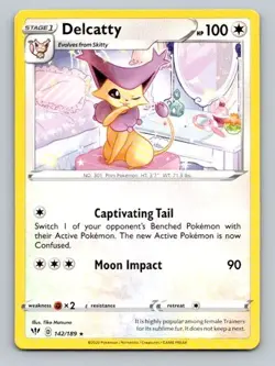 2020 Pokemon Card Darkness Ablaze Delcatty 142/189 - Image 1