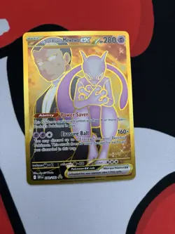 Pokemon Team Rockets Mewtwo EX Gold Full Art Holo Card 240/182 Destined Rivals - Image 1