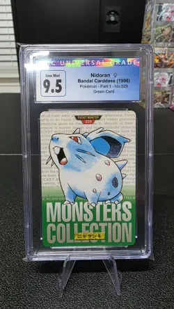 1996 Pokemon Nidoran Bandai Carddass Part 1 #29 Green Card CGC 10 - Image 1