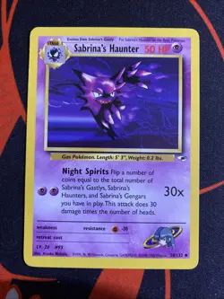 Pokemon Gym Heroes Card 58/132 Sabrina's Haunter LP WOTC Vintage - Image 1