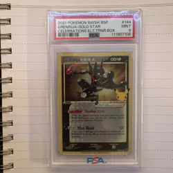 2021 Pokemon SWSH Black Star Promo #144 Greninja Gold Star Mint PSA 9 - Image 1