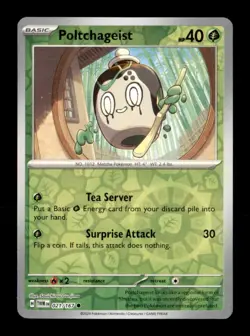 Poltchageist 021/167 Common Twilight Masquerade Pokemon Reverse Holo Near Mint - Image 1