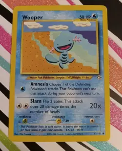 Pokemon TCG Wooper Card 82/111 Unlimited Common Neo Genesis (2000) - Image 1