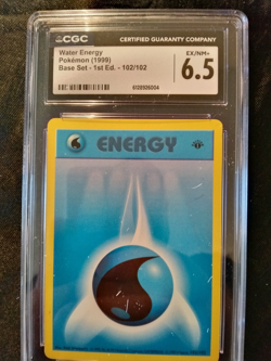 1999 Pokemon Shadowless 1st Edition Water Energy #102/102 CGC 6.5 EX/NM+ - Image 1