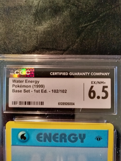 1999 Pokemon Shadowless 1st Edition Water Energy #102/102 CGC 6.5 EX/NM+ - Image 4