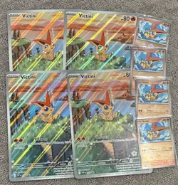 4X Pokemon Jumbo Victini Promo Card + 4X Victini PokeBall Promo Card *Near Mint* - Image 1