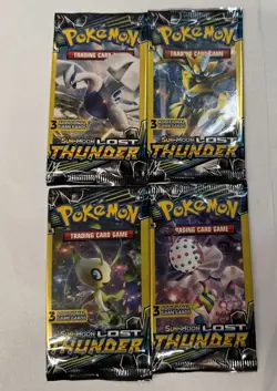 POKEMON Sun & Moon LOST THUNDER 3 Card Mini Booster Packs Complete Pack Art Set - Image 1
