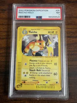 2002 Pokemon Expedition Raichu Holo Card #25 PSA 7 (SUPER CLEAN) NEW CERT - Image 1