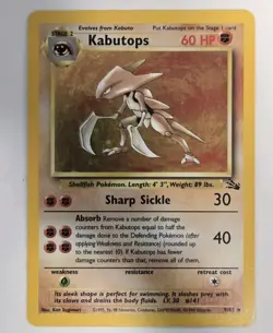Pokemon TCG Kabutops Holo Rare Card 9/62 Fossil Unlimited 1999 Vintage - Image 1