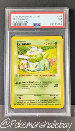 Bulbasaur 1st Edition SHADOWLESS 44/102 - Base Set *PSA 7 - NM* Pokemon Card - Image 1