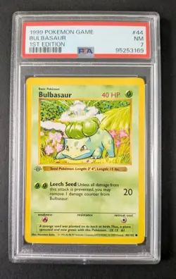 Bulbasaur 1st Edition SHADOWLESS 44/102 - Base Set *PSA 7 - NM* Pokemon Card - Image 2