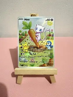 Mew Gardening Pokemon Card DISPLAY ART CARD With Piplup Pikachu - Image 1