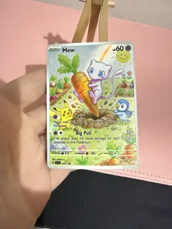 Mew Gardening Pokemon Card DISPLAY ART CARD With Piplup Pikachu - Image 2