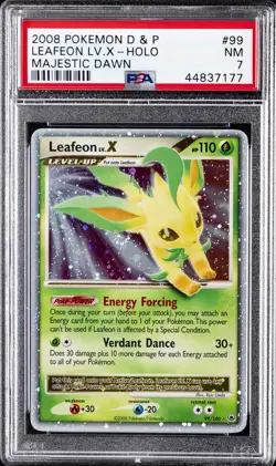 2008 POKEMON DIAMOND & PEARL MAJESTIC DAWN #99 LEAFEON LV.X-HOLO PSA 7 - Image 1