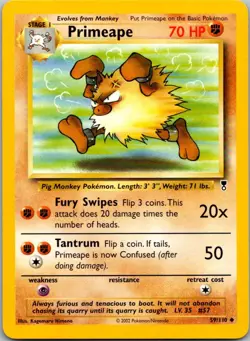 Primeape 59/110 Uncommon Legendary Collection Pokemon Near Mint - Image 1