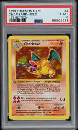 1999 POKEMON GAME 1ST EDITION #4 CHARIZARD-HOLO PSA 6 - Image 1