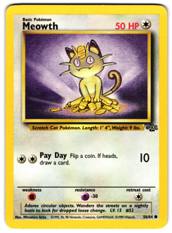 Meowth - 56/64 - 1999 Common Jungle Pokemon Card LP - Image 1