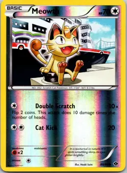 Meowth Mirror Reverse Holo Promo Pokemon Card 80/99 Next Destinies NM - Image 1