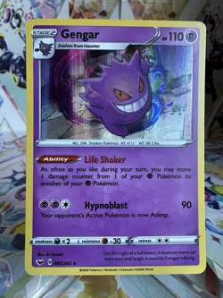 2020 Pokemon Gengar Holo Rare Card 085/202 Swsh01: Sword & Shield Base Set - Image 1