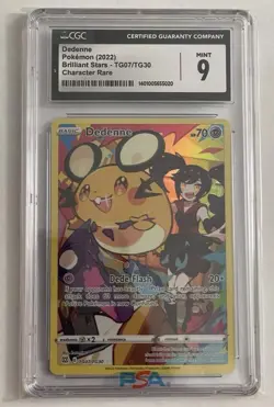 CGC 9 Dedenne Swsh09: Brilliant Stars Trainer Gallery Pokemon Card Foil Trading - Image 1