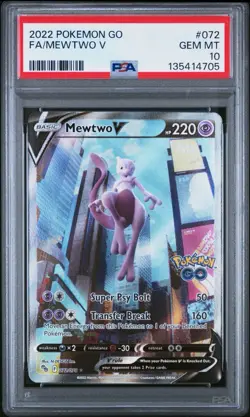 Pokemon Mewtwo V Pokemon Go Full Alt Art #072 PSA 10 Gem Mint - Image 1