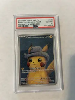Pokemon Pikachu with Grey Felt Hat #085 SVP Promo Holo Full Art EN 2023 PSA 10 - Image 1