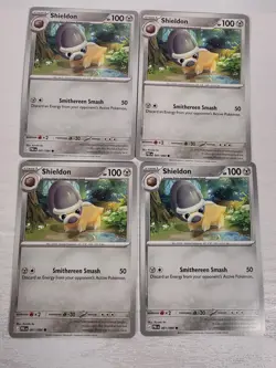 4x Pitch Black Shieldon 061/084 PlaySet Pokemon Trading Card Game Deck Build - Image 1