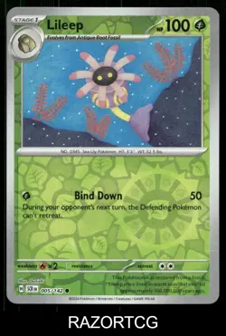LILEEP 5/142 C STELLAR CROWN POKEMON REVERSE HOLO NM/M - Image 1